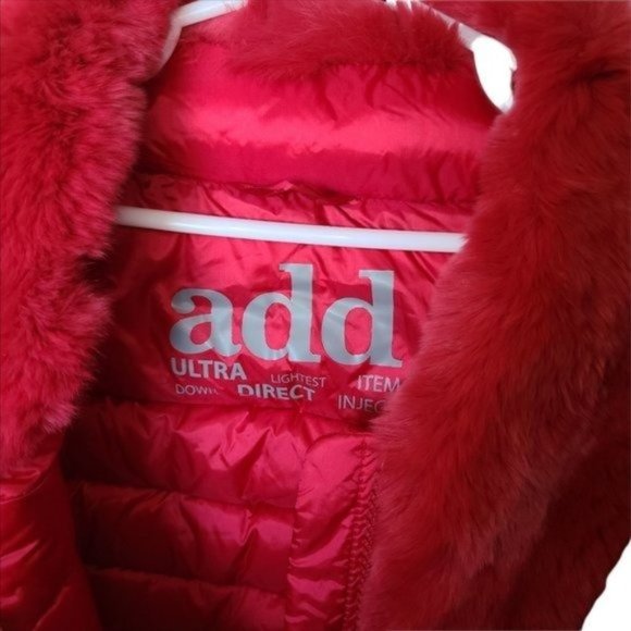 ADD  Girls Size 8 Real Rabbit Fur Trimmed Duck Down Vest‎ Cranberry Red Holiday - Picture 6 of 9